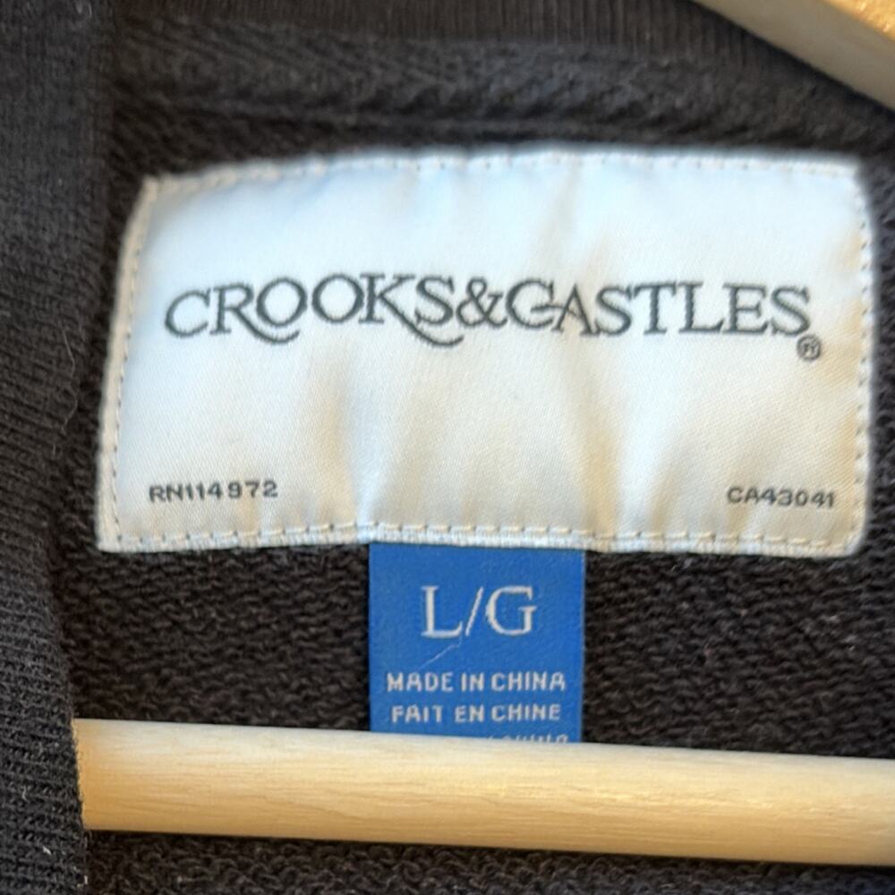 Crooks & Castles Men's Black Varsity Jacket Snap/Button Front Logo Size L - Picture 7 of 7